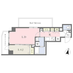 1LDK Mansion in Yamabukicho - Shinjuku-ku Floorplan