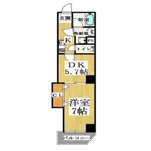 1DK Mansion in Shimanochi - Osaka-shi Chuo-ku Floorplan