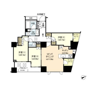 3LDK Mansion in Higashi - Shibuya-ku Floorplan