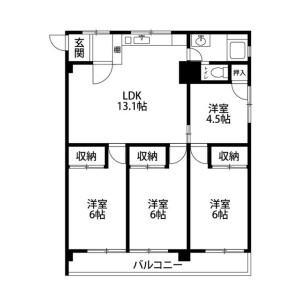 4LDK Mansion in Kamitakada - Nakano-ku Floorplan