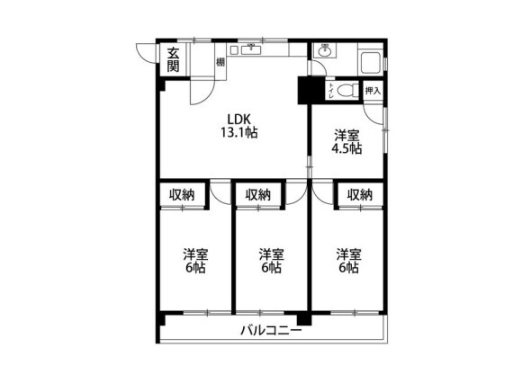 4LDK Apartment to Rent in Nakano-ku Floorplan