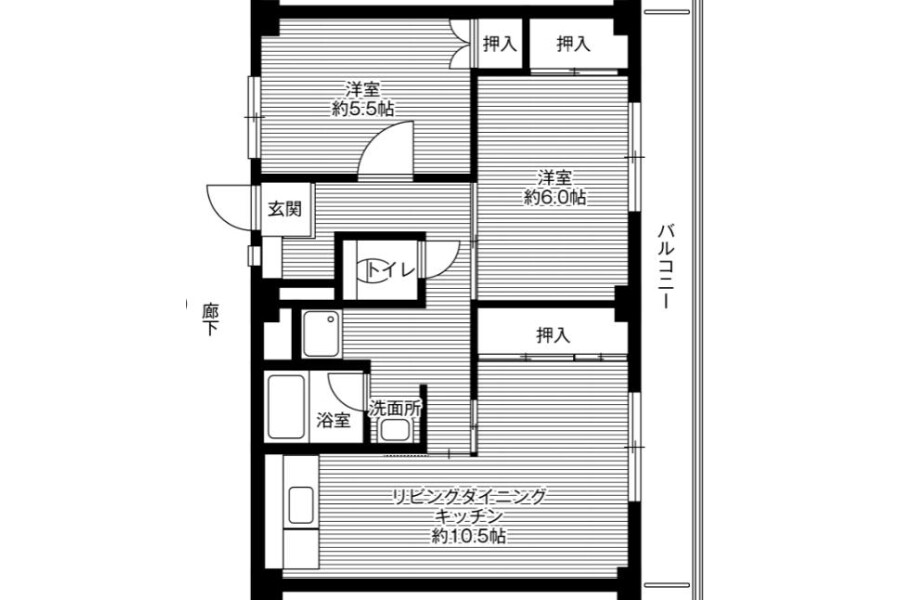 2LDK Apartment to Rent in Sanyoonoda-shi Floorplan