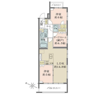 2SLDK Mansion in Kitazawa - Setagaya-ku Floorplan