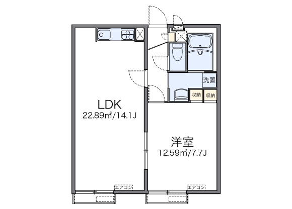 1LDK Apartment to Rent in Sakai-shi Sakai-ku Floorplan