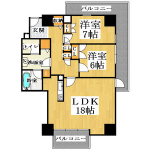 2LDK Mansion in Jusohigashi - Osaka-shi Yodogawa-ku Floorplan