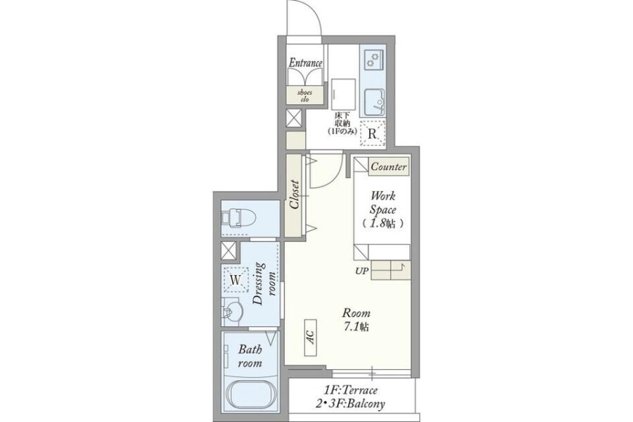 1SK Apartment to Rent in Shinagawa-ku Floorplan