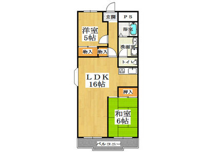 2LDK Apartment to Rent in Higashiosaka-shi Floorplan