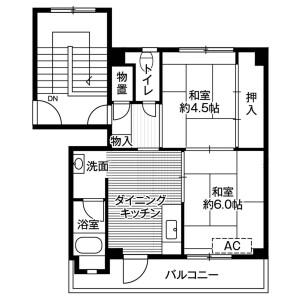 2DK Mansion in Fuchumachi shimosakakura - Toyama-shi Floorplan