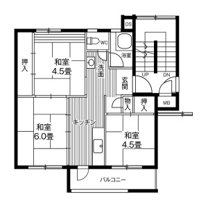 3K Mansion in Tsurugaya - Sendai-shi Miyagino-ku Floorplan