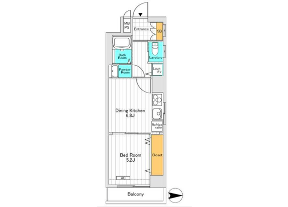 1DK Apartment to Rent in Minato-ku Floorplan