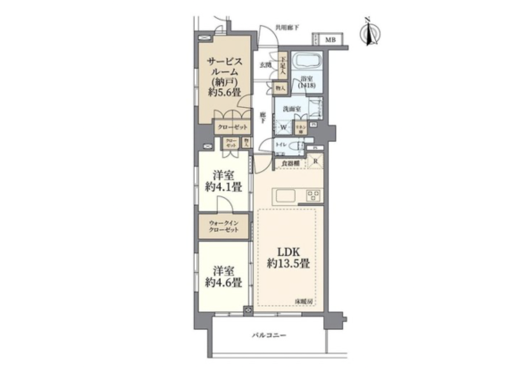 2SLDK Apartment to Buy in Shinagawa-ku Floorplan