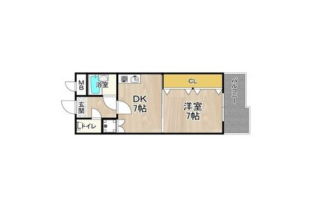 1DK Apartment to Rent in Osaka-shi Higashisumiyoshi-ku Floorplan