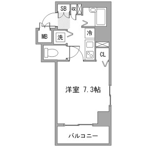 1K Mansion in Furocho - Yokohama-shi Naka-ku Floorplan