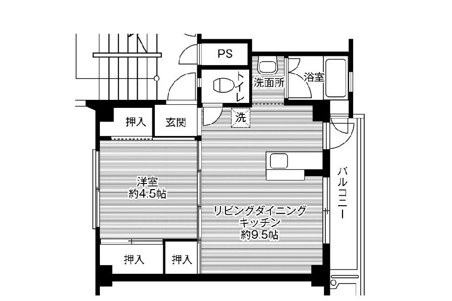 1LDK Apartment to Rent in Hirakata-shi Floorplan