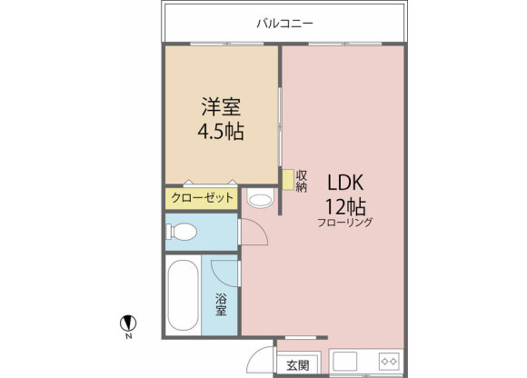 1LDK Apartment to Rent in Yokohama-shi Kanagawa-ku Floorplan
