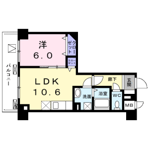 1LDK Mansion in Tarumachi - Yokohama-shi Kohoku-ku Floorplan