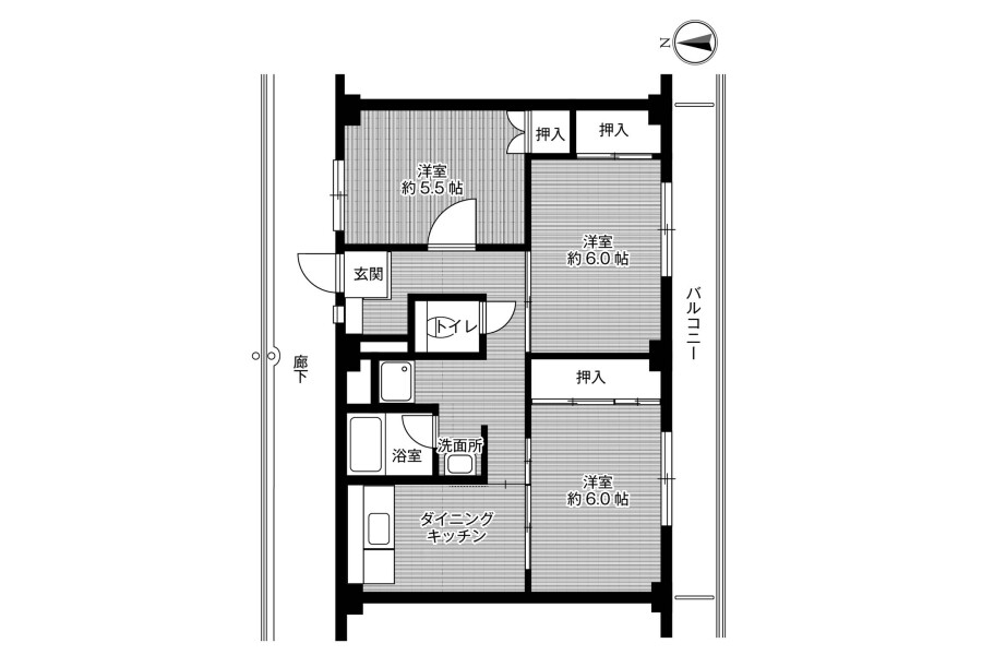 3DK Apartment to Rent in Shizuoka-shi Aoi-ku Floorplan