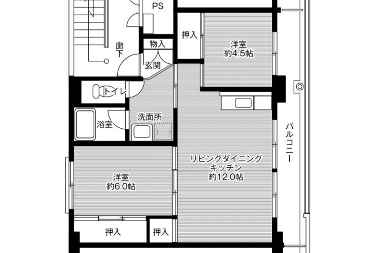 2LDK Apartment to Rent in Omuta-shi Floorplan