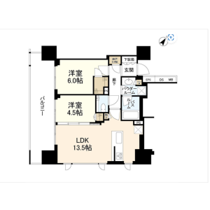 2SLDK Mansion in Meguro - Meguro-ku Floorplan