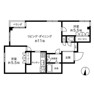 2LDK Mansion in Azabujuban - Minato-ku Floorplan