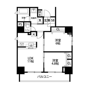 2LDK Mansion in Honkomagome - Bunkyo-ku Floorplan