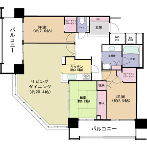 3LDK Mansion in Tsukuda - Chuo-ku Floorplan
