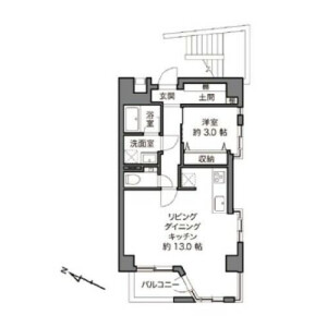 1LDK Mansion in Shimomeguro - Meguro-ku Floorplan