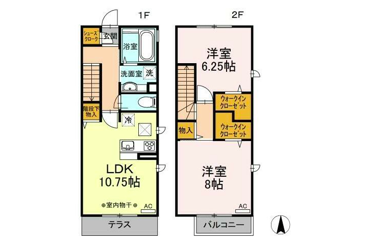 狛江市出租中的2LDK联排住宅 房屋布局