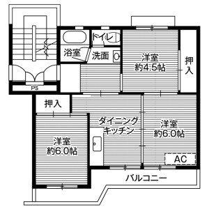 3DK Mansion in Kiyosue nishimachi - Shimonoseki-shi Floorplan