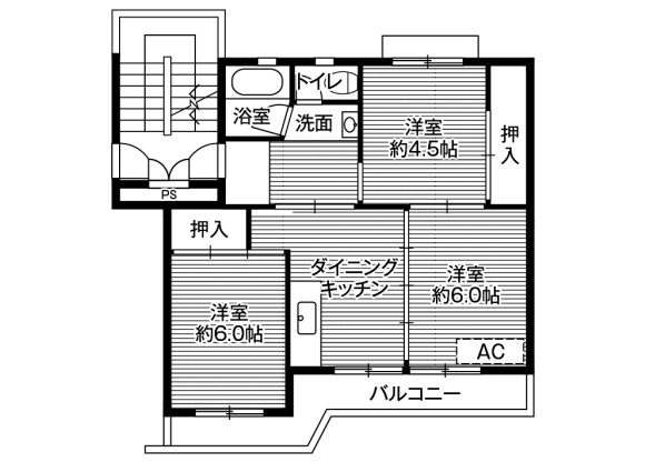 3DK Apartment to Rent in Shimonoseki-shi Floorplan