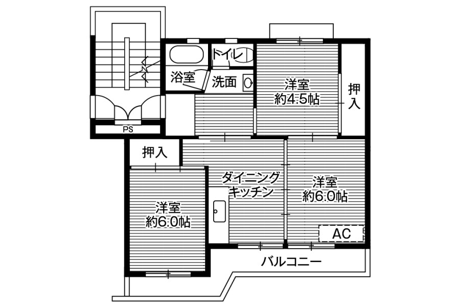 3DK Apartment to Rent in Shimonoseki-shi Floorplan