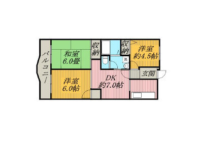 3DK Apartment to Rent in Chiba-shi Inage-ku Floorplan