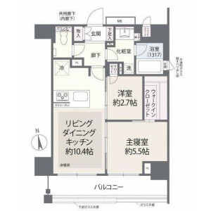 2LDK {building type} in Minamiazabu - Minato-ku Floorplan