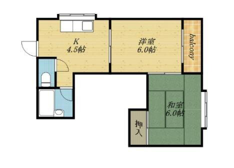 2DK Apartment to Rent in Osaka-shi Higashinari-ku Floorplan