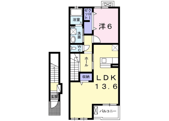 1LDK Apartment to Rent in Hachioji-shi Floorplan