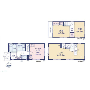 2SLDK {building type} in Higashimukojima - Sumida-ku Floorplan