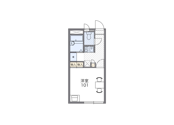1K Apartment to Rent in Hiroshima-shi Higashi-ku Floorplan