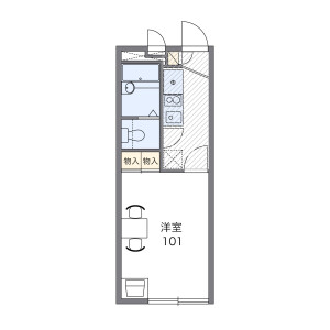 熊谷市久保島-1K公寓 楼层布局