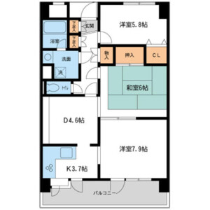 所澤市東所沢-3DK公寓大廈 房間格局