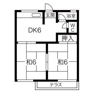 2DK Apartment in Tano - Amagasaki-shi Floorplan