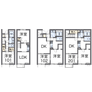 2LDK Apartment in Tsugamachi kassemba - Tochigi-shi Floorplan