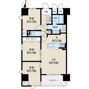 3LDK Mansion in Shimmachi - Osaka-shi Nishi-ku Floorplan