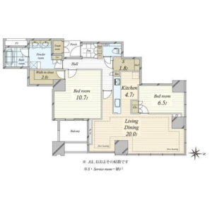 2LDK Mansion in Konan - Minato-ku Floorplan