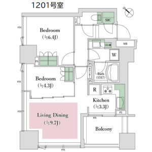 2LDK {building type} in Takamatsu - Toshima-ku Floorplan