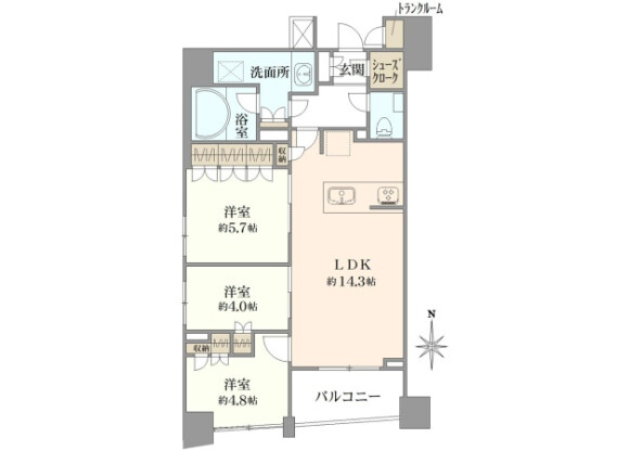 3LDK Apartment to Buy in Chuo-ku Floorplan