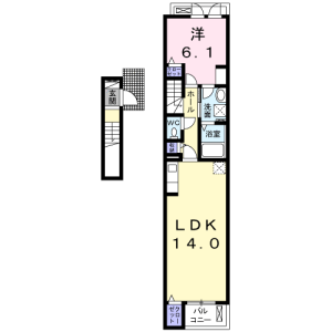 1LDK Apartment in Hiyoshi - Yokohama-shi Kohoku-ku Floorplan