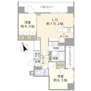 2LDK Mansion in Hiroo - Shibuya-ku Floorplan