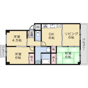 3LDK Mansion in Kurakakiuchi - Ibaraki-shi Floorplan