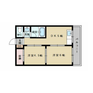 2DK Mansion in Toyosato - Osaka-shi Higashiyodogawa-ku Floorplan
