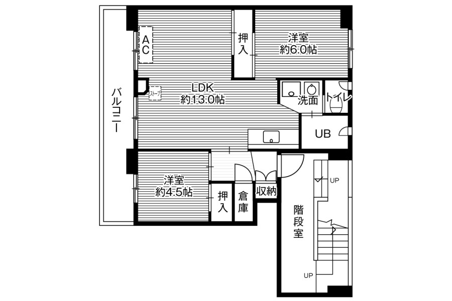 2LDK Apartment to Rent in Iwamizawa-shi Floorplan